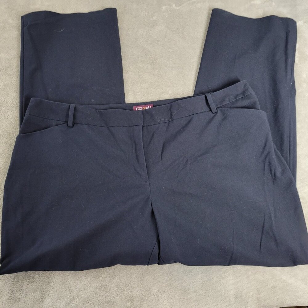 Roz & Ali Womens Size 18 Blue Dress Pants Straight Leg 32 Inseam Stretch BLU30E